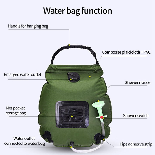 Φορητή ηλιακή ντουζιέρα camping - YB4003 - 20L - 181727 - Green
