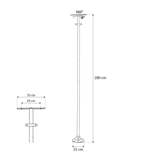 GLOBOSTAR® HELIOS-280 GLB-000-0004 Μεταλλικός Γαλβανισμένος Στύλος Φωτισμού για Φωτοβολταϊκό Προβολέα Εξωτερικού Χώρου - RAL 9016 Λευκό Ματ - Μ35 × Π25 × Υ280cm