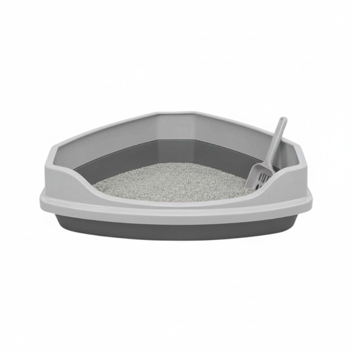 Γωνιακή λεκάνη γάτας ανοιχτή - 58x45x40cm - 007887 - Grey