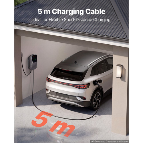 Σταθμός φόρτισης ηλεκτρικού οχήματος VEVOR 7kW μονοφασικός φορτιστής EV 5M, για όλα τα ηλεκτρικά και PHEV οχήματα, 230V AC οικιακός επιτοίχιος φορτιστής αυτοκινήτου τύπου 2, ρεύμα 32A, με τηλεχειριστήριο APP και ένδειξη LED, IP65