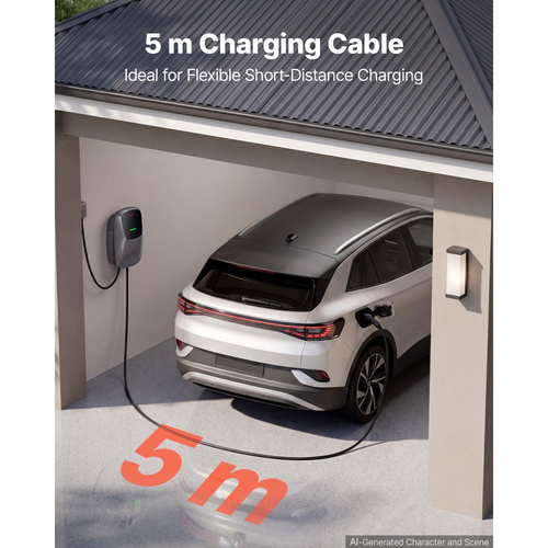 Σταθμός φόρτισης ηλεκτρικού οχήματος VEVOR 11kW τριφασικός φορτιστής EV 5M, για όλα τα ηλεκτρικά και PHEV οχήματα, 400V AC οικιακός επιτοίχιος φορτιστής αυτοκινήτου τύπου 2, ρεύμα 16A, με τηλεχειριστήριο APP και ένδειξη LED, IP65