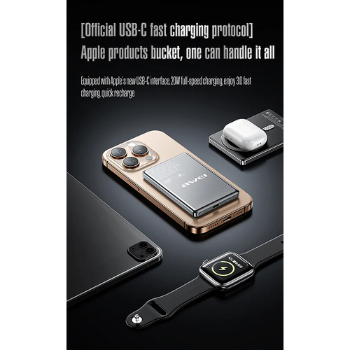 Μαγνητικό Powerbank ασύρματης φόρτισης - PA-30 - 5.000mah - AWEI - 022187