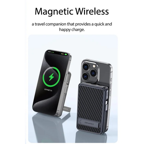 Μαγνητικό Powerbank ασύρματης φόρτισης με 2 καλώδια - PA-25 - 10.000mah - 22.5W - AWEI - 023726