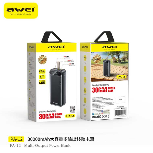 Powerbank - PA-12 - 30.000mah - 22.5W - AWEI - 021838