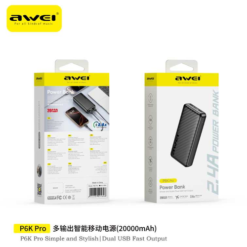 Powerbank - P6K Pro - 20.000mah - AWEI - 025898
