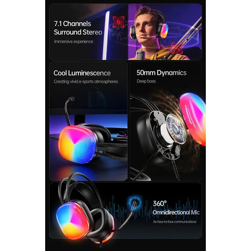 Ενσύρματα ακουστικά - LED RGB Headphones - GM-11 - AWEI - 260868 - Grey