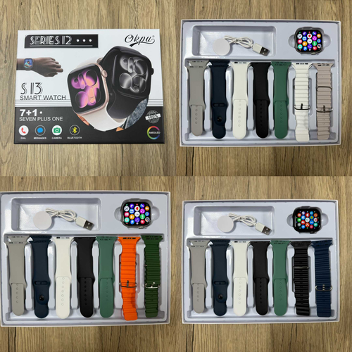 Σετ Smartwatch με 7 λουράκια - S13 - 260318 - Black