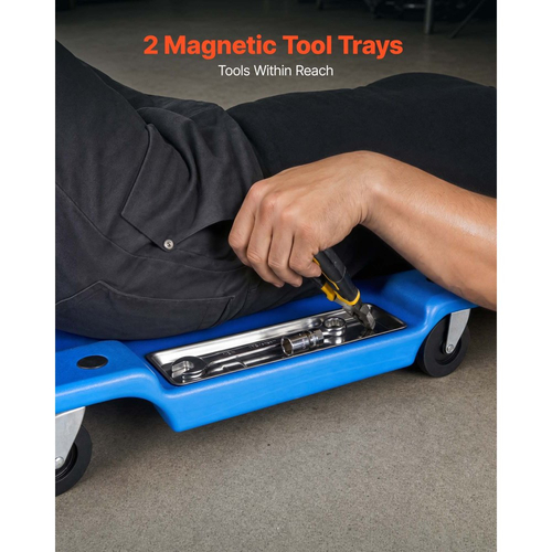 VEVOR Μηχανικός Κρουστήρας 1m με Φως LED, Πλαστικό Κρουστικό Γκαράζ Χαμηλού Προφίλ, Κρουστικό κάτω από Αυτοκίνητο 158kg με 6 Περιστρεφόμενους Τροχούς, Επενδεδυμένο Προσκέφαλο & Δίσκους Εργαλείων για Επισκευή Αυτοκινήτων