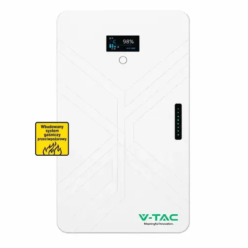 Η υπέρλεπτη (Ultra Thin) επιτοίχια μπαταρία λιθίου φωτοβολταϊκών V-TAC 14.33kWh (VT-14033) σε λευκό χρώμα