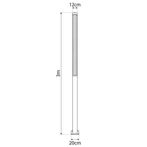 GLOBOSTAR® AXOR GLB-103-0015 Φωτιστικό Urban Πλατείας/Πάρκου LED 50W 4500lm 360° AC 220-240V Αδιάβροχο IP65 Θερμό Λευκό 2700K - Sanan SMD Chip - Γκρι Ανθρακί Ματ - Μ20 x Π20 x Υ300cm - 3 Χρόνια Εγγύηση