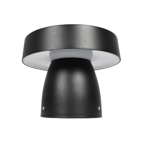GLOBOSTAR® MUSH GLB-103-0016 Φωτιστικό Κολωνάκι Κήπου LED 12W 1080lm 90° AC 220-240V Αδιάβροχο IP65 Θερμό Λευκό 2700K - Sanan SMD Chip - Μαύρο Ματ - Μ18 x Π18 x Υ15cm - 3 Χρόνια Εγγύηση