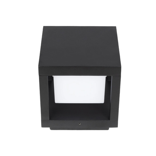 GLOBOSTAR® PRISM GLB-103-0017 Φωτιστικό Κολωνάκι Κήπου LED 10W 900lm 90° AC 220-240V Αδιάβροχο IP65 Θερμό Λευκό 2700K - Sanan SMD Chip - Μαύρο Ματ - Μ15 x Π15 x Υ16cm - 3 Χρόνια Εγγύηση