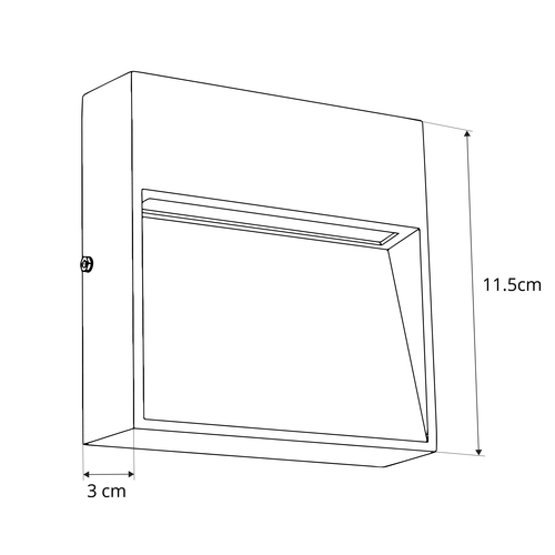 GLOBOSTAR® STEPINI GLB-103-0035 Φωτιστικό Σκαλοπατιού / Διαδρόμου LED 3W 270lm 45° AC 220-240V Αδιάβροχο IP65 Θερμό Λευκό 2700K - Sanan SMD Chip - Μαύρο Ματ - Μ11.5 x Π3 x Υ11.5cm - 3 Χρόνια Εγγύηση