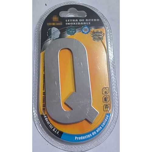 Αυτοκόλλητη μεταλλική πινακίδα γράμμα Q - 8cm - Σετ 12 τεμάχια - 204407