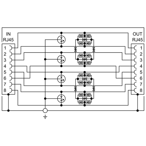 57106 | 57106 | Απαγωγός κρουστικών υπερτάσεων RJ45 για δίκτυα LAN έως Cat.7A / PoE+  HT-NET PoE 7cat Hakel