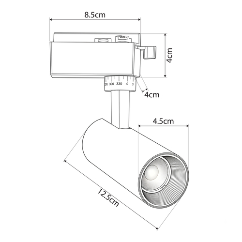 GLOBOSTAR® LUGANO 60804 Μονοφασικό Σποτ Ράγας LED 10W 1250lm 36° AC 220-240V IP20 Φυσικό Λευκό 4500K - Bridgelux COB Chip & TÜV SÜD Driver - Eurotrack 1PH - Μαύρο Ματ - Μ8.5 x Π5 x Υ18cm - 5 Χρόνια Εγγύηση