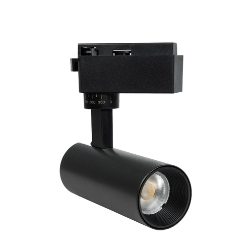 GLOBOSTAR® LUGANO 60804 Μονοφασικό Σποτ Ράγας LED 10W 1250lm 36° AC 220-240V IP20 Φυσικό Λευκό 4500K - Bridgelux COB Chip & TÜV SÜD Driver - Eurotrack 1PH - Μαύρο Ματ - Μ8.5 x Π5 x Υ18cm - 5 Χρόνια Εγγύηση