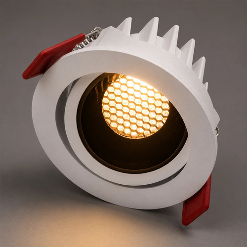 kelvo® LEO KLV-101-0312 Χωνευτό Κινούμενο Φωτιστικό Downlight Σποτ με Honeycomb Anti-Glare Reflector LED 10W 1250lm 38° AC 220-240V IP20 Θερμό Λευκό 2700K - Bridgelux COB Chip & TÜV SÜD Driver - Λευκό & Μαύρο Ματ - Μ8.5 x Π8.5 x Υ6.6cm / Q7.5cm - 5 Χρόνια Εγγύηση