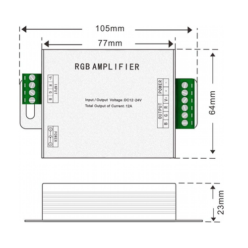 VenCore 6613-10002 - RGB Amplifier 12-24V 144-288 Watt - RGB Ενισχυτής Σήματος 12 Volt 144 Watt & 24 Volt 288 Watt Μέγιστο Φορτίο