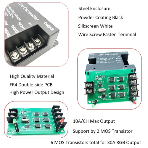 VenCore 6613-10009 - RGBW Controller 12-24V 216-432W with RF Remote - Ασύρματο Controller RGBW με RF Χειριστήριο 12 Volt 216 Watt & 24 Volt 432 Watt Μέγιστο Φορτίο