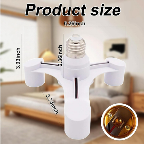 VenCore 6373-10014 - 3xE27 Bulb Adaptor 3x60W Max - Αντάπτορας - Μετατροπέας από 1xE27 σε 3xE27 Ντουί 0 έως 230 Volt Μέγιστη Θερμοκρασία έως 160C & 3x60 Watt Μέγιστο Φορτίο