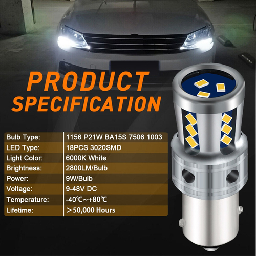 VenCore 3216-10164 - 1156 P21W CanBus Gen4 - Λάμπα LED για Βάση 1156 P21W CanBus Gen4 18 SMD 3020 9W 2800 Lumen 8-48 Volt Ψυχρό Λευκό 6000K