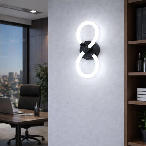 VenCore Eterna Black 6093-20053 - Μοντέρνο Επιτοίχιο Φωτιστικό Απλίκα LED 12W Μαύρο Αλουμίνιο με Ρυθμιζόμενο CCT Λευκό - Ημέρας - Θερμό - Χειρισμός CCT μέσω Διακόπτη On-Off