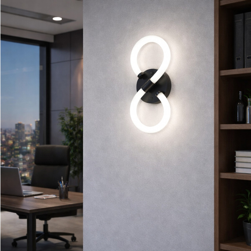 VenCore Eterna Black 6093-20053 - Μοντέρνο Επιτοίχιο Φωτιστικό Απλίκα LED 12W Μαύρο Αλουμίνιο με Ρυθμιζόμενο CCT Λευκό - Ημέρας - Θερμό - Χειρισμός CCT μέσω Διακόπτη On-Off