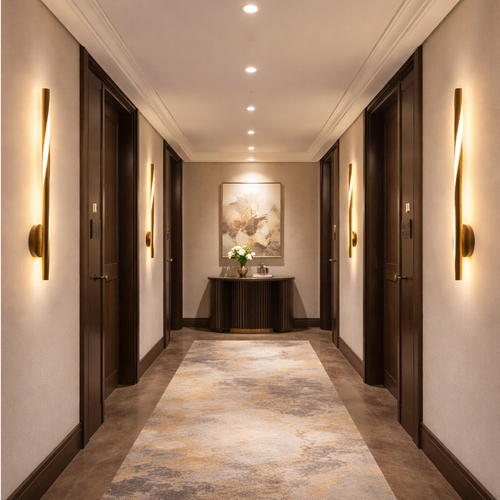 VenCore Twynor Gold 6093-20157 - Μοντέρνο Επιτοίχιο Φωτιστικό Απλίκα LED 40CM 10W Χρυσό Αλουμίνιο με Ρυθμιζόμενο CCT Λευκό - Ημέρας - Θερμό - Χειρισμός CCT μέσω Διακόπτη On-Off