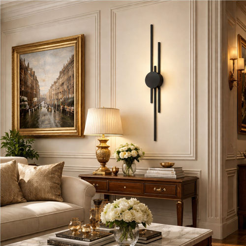 VenCore Stravon Black-Gold 6093-20110 - Μοντέρνο Επιτοίχιο Φωτιστικό Απλίκα LED 60CM 12W Μαύρο-Χρυσό Αλουμίνιο με Ρυθμιζόμενο CCT Λευκό - Ημέρας - Θερμό - Χειρισμός CCT μέσω Διακόπτη On-Off