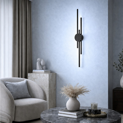 VenCore Stravon Black-Gold 6093-20110 - Μοντέρνο Επιτοίχιο Φωτιστικό Απλίκα LED 60CM 12W Μαύρο-Χρυσό Αλουμίνιο με Ρυθμιζόμενο CCT Λευκό - Ημέρας - Θερμό - Χειρισμός CCT μέσω Διακόπτη On-Off