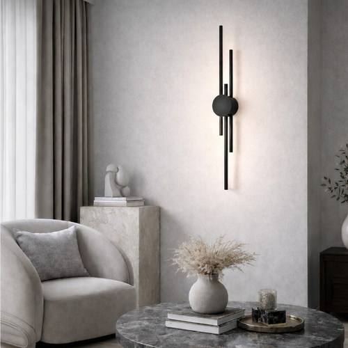 VenCore Stravon Black-Gold 6093-20110 - Μοντέρνο Επιτοίχιο Φωτιστικό Απλίκα LED 60CM 12W Μαύρο-Χρυσό Αλουμίνιο με Ρυθμιζόμενο CCT Λευκό - Ημέρας - Θερμό - Χειρισμός CCT μέσω Διακόπτη On-Off