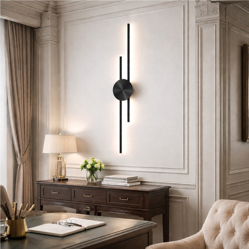 VenCore Aurex Black-Gold 6093-20106 - Μοντέρνο Επιτοίχιο Φωτιστικό Απλίκα LED 60CM 12W Μαύρο-Χρυσό Αλουμίνιο με Ρυθμιζόμενο CCT Λευκό - Ημέρας - Θερμό - Χειρισμός CCT μέσω Διακόπτη On-Off