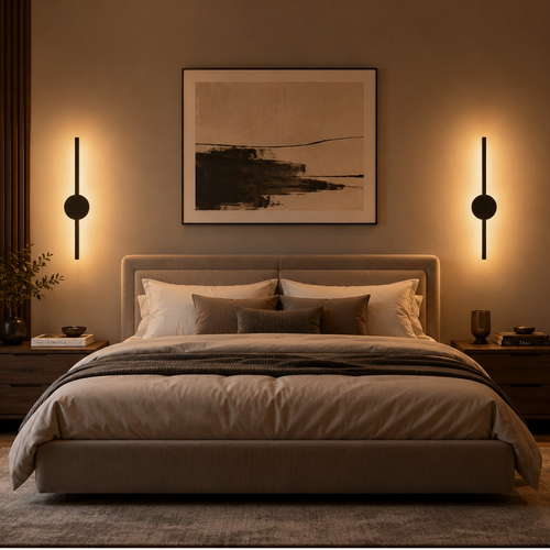 VenCore Axion Black 6093-20094 - Μοντέρνο Επιτοίχιο Φωτιστικό Απλίκα LED 12W Μαύρο Αλουμίνιο με Ρυθμιζόμενο CCT Λευκό - Ημέρας - Θερμό - Χειρισμός CCT μέσω Διακόπτη On-Off - Μ45.5 x Π11 x Υ5.5cm