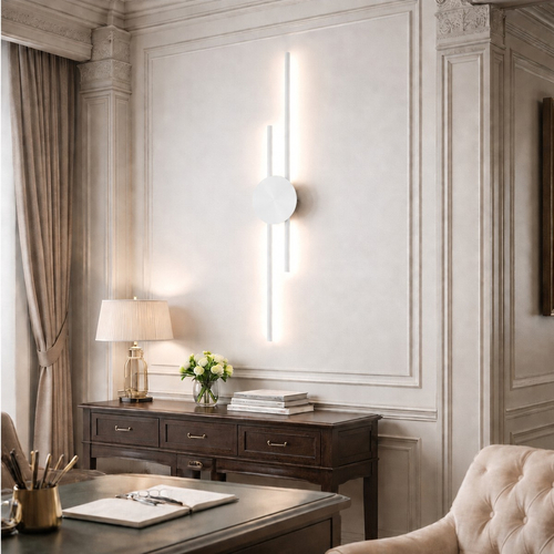 VenCore Aurex White 6093-20107 - Μοντέρνο Επιτοίχιο Φωτιστικό Απλίκα LED 60CM 12W Λευκό Αλουμίνιο με Ρυθμιζόμενο CCT Λευκό - Ημέρας - Θερμό - Χειρισμός CCT μέσω Διακόπτη On-Off