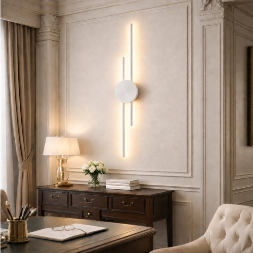 VenCore Aurex White 6093-20107 - Μοντέρνο Επιτοίχιο Φωτιστικό Απλίκα LED 60CM 12W Λευκό Αλουμίνιο με Ρυθμιζόμενο CCT Λευκό - Ημέρας - Θερμό - Χειρισμός CCT μέσω Διακόπτη On-Off