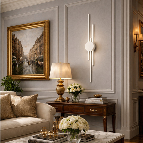 VenCore Stravon White 6093-20111 - Μοντέρνο Επιτοίχιο Φωτιστικό Απλίκα LED 60CM 12W Λευκό Αλουμίνιο με Ρυθμιζόμενο CCT Λευκό - Ημέρας - Θερμό - Χειρισμός CCT μέσω Διακόπτη On-Off