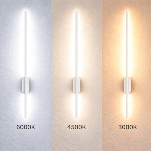 VenCore Lineon White 6093-20115 - Μοντέρνο Επιτοίχιο Φωτιστικό Απλίκα LED 60CM 12W Λευκό Αλουμίνιο με Ρυθμιζόμενο CCT Λευκό - Ημέρας - Θερμό - Χειρισμός CCT μέσω Διακόπτη On-Off