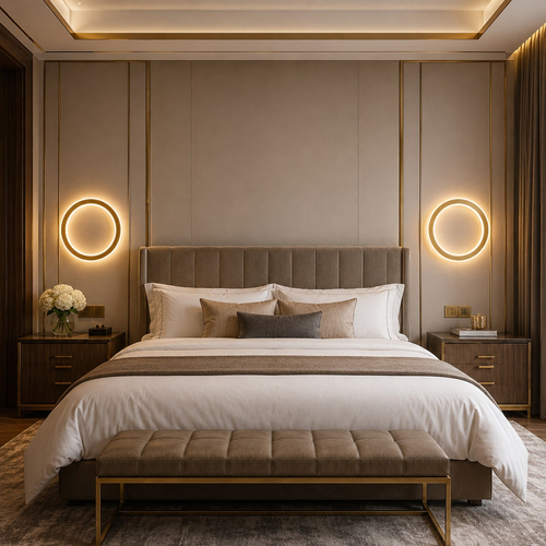 VenCore Noctis Gold 6093-20016 - Μοντέρνο Επιτοίχιο Φωτιστικό Απλίκα LED 12W Χρυσό Αλουμίνιο με Ρυθμιζόμενο CCT Λευκό - Ημέρας - Θερμό - Χειρισμός CCT μέσω Διακόπτη On-Off - Φ21 x Υ5cm