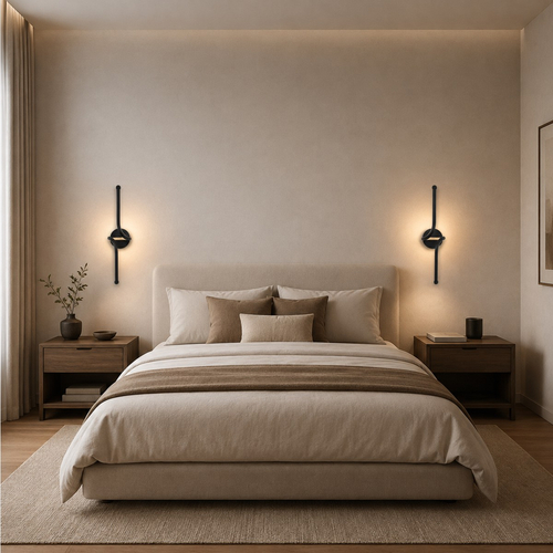 VenCore Aureon Black 6093-20146 - Μοντέρνο Επιτοίχιο Φωτιστικό Απλίκα LED 12W Μαύρο Αλουμίνιο με Ρυθμιζόμενο CCT Λευκό - Ημέρας - Θερμό - Χειρισμός CCT μέσω Διακόπτη On-Off - Μ40 x Π11 x Υ14cm