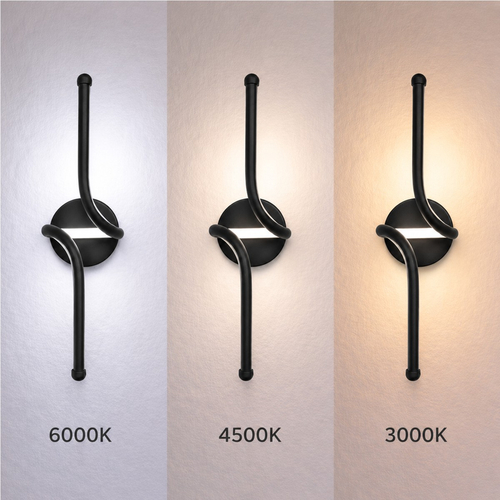 VenCore Aureon Black 6093-20146 - Μοντέρνο Επιτοίχιο Φωτιστικό Απλίκα LED 12W Μαύρο Αλουμίνιο με Ρυθμιζόμενο CCT Λευκό - Ημέρας - Θερμό - Χειρισμός CCT μέσω Διακόπτη On-Off - Μ40 x Π11 x Υ14cm