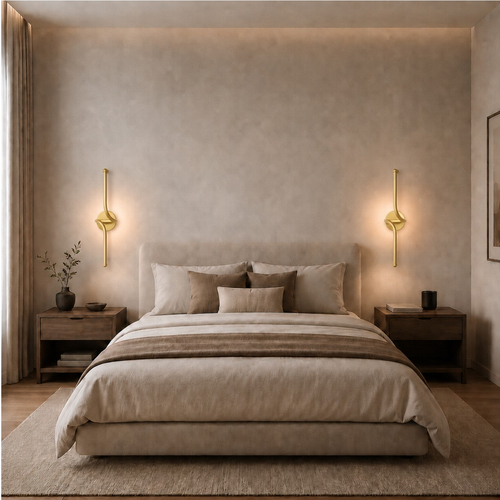 VenCore Aureon Gold 6093-20149 - Μοντέρνο Επιτοίχιο Φωτιστικό Απλίκα LED 12W Χρυσό Αλουμίνιο με Ρυθμιζόμενο CCT Λευκό - Ημέρας - Θερμό - Χειρισμός CCT μέσω Διακόπτη On-Off - Μ40 x Π11 x Υ14cm
