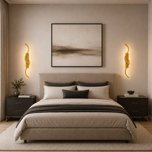 VenCore Zevora Gold 6093-20137 - Μοντέρνο Επιτοίχιο Φωτιστικό Απλίκα LED 12W Χρυσό Αλουμίνιο με Ρυθμιζόμενο CCT Λευκό - Ημέρας - Θερμό - Χειρισμός CCT μέσω Διακόπτη On-Off - Μ62 x Π8 x Υ5cm