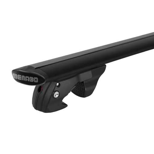MENABO ΜΠΑΡΕΣ ΟΡΟΦΗΣ ΑΛΟΥΜΙΝΙΟΥ FENDER 118 cm ΣΕ ΜΑΥΡΟ ΧΡΩΜΑ ΓΙΑ Renault 4 E-Tech 5 doors 2024> ΜΕ RAISED RAILS - 2 ΤΕΜ. (14660/MB)