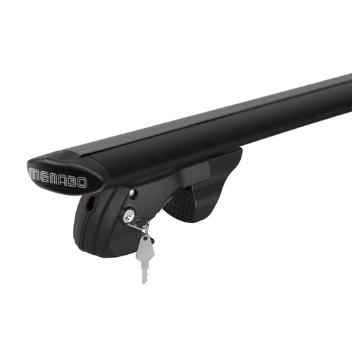 MENABO ΜΠΑΡΕΣ ΟΡΟΦΗΣ ΑΛΟΥΜΙΝΙΟΥ FENDER 118 cm ΣΕ ΜΑΥΡΟ ΧΡΩΜΑ ΓΙΑ Renault 4 E-Tech 5 doors 2024> ΜΕ RAISED RAILS - 2 ΤΕΜ. (14660/MB)