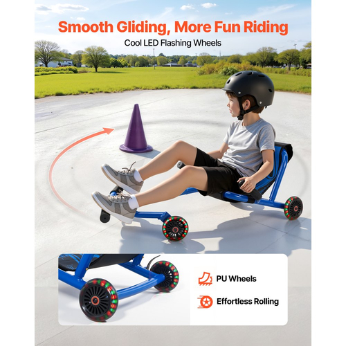 VEVOR Ride on Scooter 68 kg Swing Side-to-Side για εκπληκτική οδήγηση Μπλε, για ηλικίες 4+, Powered by Zig-Zag Motion, Ride on παιχνίδι με 3 ρυθμιζόμενα μήκη, Μοχλός φρένου, Σκληρή επιφάνεια για εσωτερικούς και εξωτερικούς χώρους