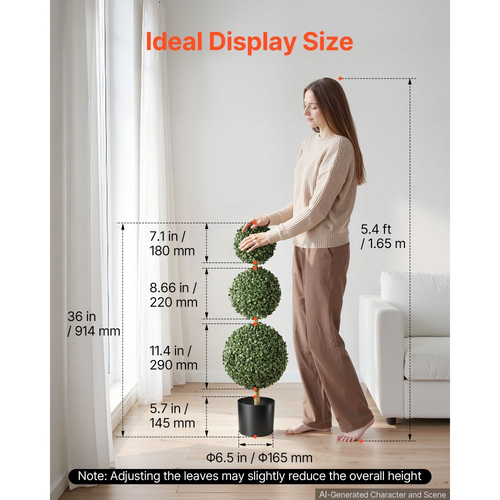 Τεχνητό Topiary VEVOR Boxwood Triple Ball Σετ 2 διακοσμητικών πρασίνου, Premium PE Fax Trees, Faux Green Plant για όλο το χρόνο, εσωτερικούς και εξωτερικούς χώρους, για μπροστινή πόρτα, είσοδο, βεράντα, μπαλκόνι, αίθριο, κήπο