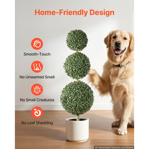 Τεχνητό Topiary VEVOR Boxwood Triple Ball Σετ 2 διακοσμητικών πρασίνου, Premium PE Fax Trees, Faux Green Plant για όλο το χρόνο, εσωτερικούς και εξωτερικούς χώρους, για μπροστινή πόρτα, είσοδο, βεράντα, μπαλκόνι, αίθριο, κήπο