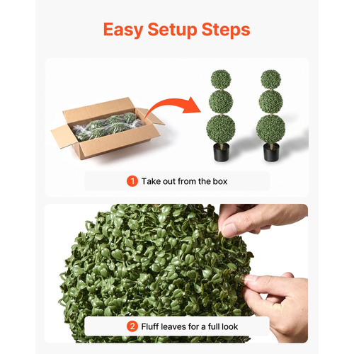Τεχνητό Topiary VEVOR Boxwood Triple Ball Σετ 2 διακοσμητικών πρασίνου, Premium PE Fax Trees, Faux Green Plant για όλο το χρόνο, εσωτερικούς και εξωτερικούς χώρους, για μπροστινή πόρτα, είσοδο, βεράντα, μπαλκόνι, αίθριο, κήπο