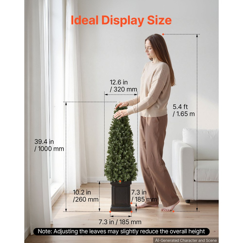 Τεχνητό φυτό VEVOR Boxwood Topiary 1000 mm Σετ 2 τεμαχίων με ανθεκτική γλάστρα, ψεύτικα δέντρα PE υψηλής ποιότητας, ψεύτικο πράσινο φυτό εσωτερικού και εξωτερικού χώρου όλο το χρόνο για μπροστινή πόρτα, είσοδο, βεράντα, μπαλκόνι, αίθριο, κήπο
